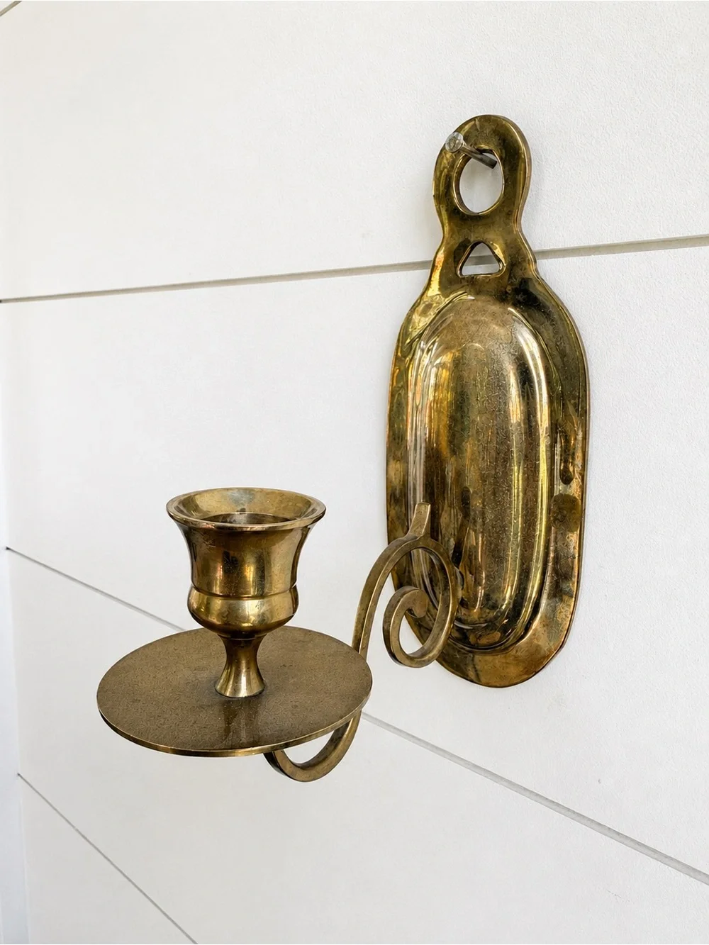 Vintage Brass Wall Candle Sconces Matching Pair